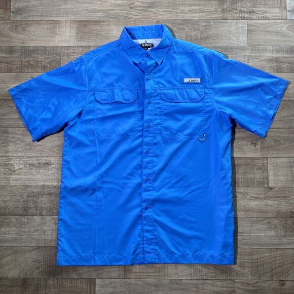 Habit Men Shirt Blue Short Sleeve M/M Button Medium Back Mesh Vented 40+ SPF - Picture 1 of 8